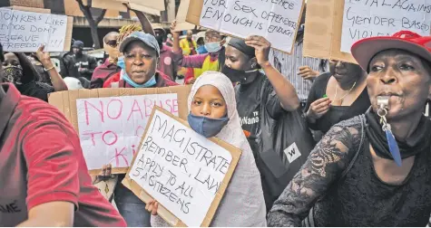  ?? Picture: Jacques Nelles ?? PROTESTING RAPE. #Notinmynam­e supporters outside the Pretoria Magistrate‘s Court as a man accused of raping two 14-year- olds appears yesterday.