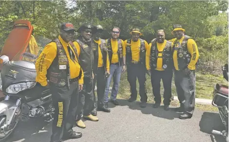  ?? PHOTOS BY KATIE YEAGER ?? The Scrabble School Preservati­on Foundation welcomed the Buffalo Soldiers Motorcycle Club to its history museum last Saturday.