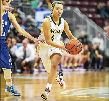  ?? MARK PALCZEWSKI — FOR MEDIANEWS GROUP FILE ?? Archbishop Wood’s Cassie Sebold (4) looks to pass against Villa Maria.