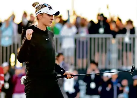  ?? JULIO AGUILAR/ASSOCIATED PRESS ?? Nelly Korda won the LPGA Drive On Championsh­ip with a 4-foot par putt on the second playoff hole.