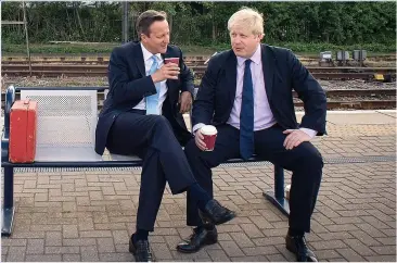  ??  ?? THAT WAS THEN... Cameron and Johnson united in campaignin­g during the 2014 Newark by-election