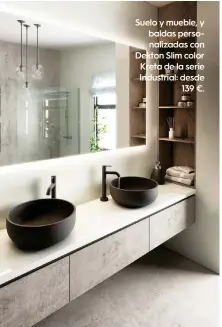  ??  ?? Suelo y mueble, y baldas personaliz­adas con Dekton Slim color Kreta de la serie Industrial: desde 139 €.