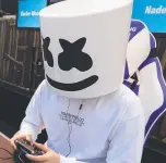  ?? Gamer “Marshmello” competes in the Epic Games Fortnite E3 Tournament. ??