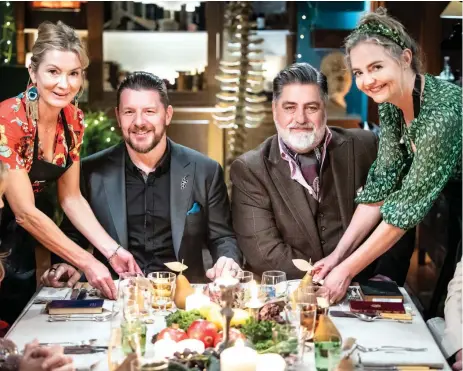  ?? ?? Table for two: Manu Feildel is joined by former MasterChef judge Matt Preston for the second round of My Kitchen Rules.