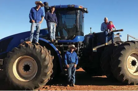  ??  ?? GAS GAINS: With the new farm machinery are (from left) Nick, Andrew, Dougal and Scott Wason with Stella Braden.