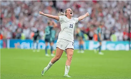  ?? ?? Alessia Russo celebrates England’s victory over Germany at Wembley after the final whistle.