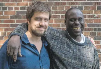  ?? CAM WOYKIN ?? Filmmaker Hugh Gibson, left, with Marty, one of the people who shares his story in the award-winning documentar­y The Stairs, which runs from Jan. 19-25 at The Plaza.