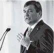  ?? THE ASSOCIATED PRESS ?? Georgia football coach Kirby Smart speaks at the SEC media day Tuesday in Hoover, Ala.