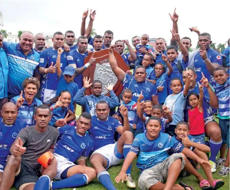  ?? Photo: Ronald Kumar ?? Police Blues rugby side celebrates win at Albert Park on September 8, 2018.