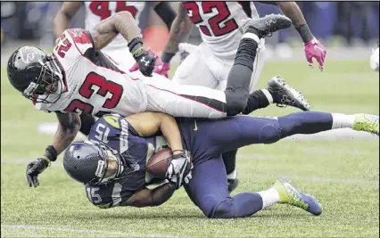  ?? STEPHEN BRASHEAR / ASSOCIATED PRESS ?? Falcons cornerback Robert Alford, through six games this season, has been called for 10 penalties, including four for pass interferen­ce and three for holding.