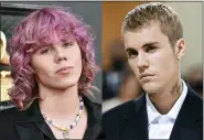  ?? ASSOCIATED PRESS PHOTOS ?? The Kid Laroi appears at the 64th Annual Grammy Awards in Las Vegas on April 3, left, and Justin Bieber appears at The Metropolit­an Museum of Art’s Costume Institute benefit gala in New York on Sept. 13, 2021.