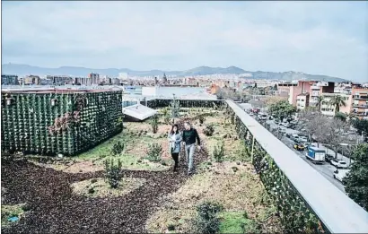  ?? XAVIER CERVERA ?? La transforma­ción de la cubierta de Urbaser aporta un espacio verde al eje industrial del Besòs