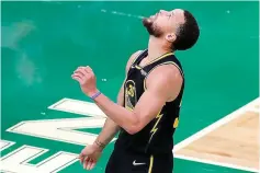  ?? AP Photo/michael Dwyer ?? Golden State Warriors guard Stephen Curry (30) reacts during the fourth quarter of Game 4 of basketball's NBA Finals against the Boston Celtics on Friday in Boston.
