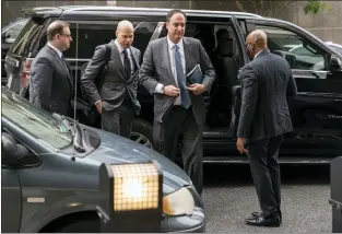  ?? EVAN VUCCI — THE ASSOCIATED PRESS ?? Michael Sussmann, a cybersecur­ity lawyer who represente­d the Hillary Clinton presidenti­al campaign in 2016, arrives at the federal courthouse Monday in Washington. Sussmann is accused of making a false statement to the FBI during the Trump-Russia probe.