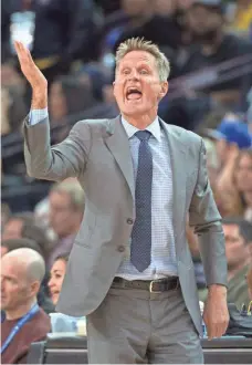  ?? KYLE TERADA, USA TODAY SPORTS ?? “It’s the reality of being in the NBA that things catch up to you, injuries, scheduling,” Warriors coach Steve Kerr says.