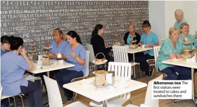  ??  ?? Afternoon tea The first visitors were treated to cakes and sandwiches there