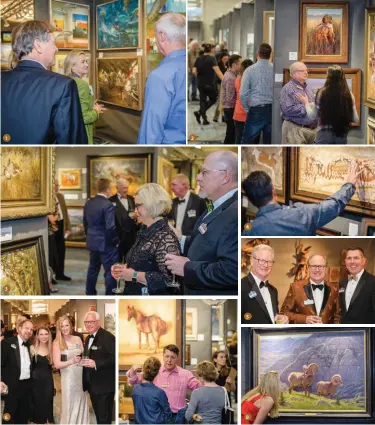  ??  ?? 1. Artist Larry Moore with collectors in the SEWE Fine Art Gallery. 2. The Fine Art Gallery is one of five venues in downtown Charleston during SEWE. 3. Attendees view the artwork of Thomas Brooks during the SEWE VIP Preview Gala and Sale. 4. A collector viewing the work of Stephen Townley Bassett in the SEWE Fine Art Gallery. 5. Partners and benefactor­s at the SEWE Signature Gala and Sale. 6. VIP members and art collectors at the SEWE Signature Gala and Sale. 7. Benefactor Timothy Bellars speaks with attendees. 8. A visitor admires the 2020 featured painting by featured artist Jason Tako, which sold at the Signature Gala auction that night.