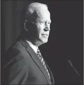  ?? Getty Images/tns ?? Former Vice President Joe Biden speaks during the First State Democratic Dinner in Dover, Delaware, on March 16.