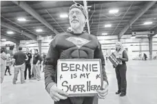  ?? GLENN RUSSELL, THE BURLINGTON FREE PRESS, VIA USA TODAY NETWORK ?? Randy Leavitt attends a rally for Bernie Sanders in Essex Junction, Vt.