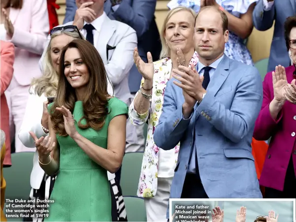  ??  ?? The Duke and Duchess of Cambridge watch the women’s singles tennis final at SW19