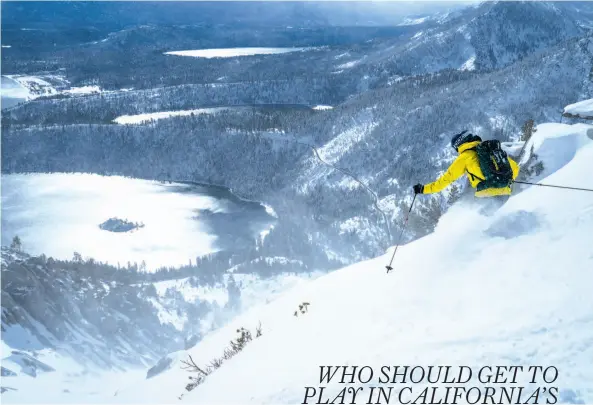  ?? Ming Poon ?? John Morrison enjoys backcountr­y skiing above Emerald Cove in Tahoe National Forest.