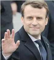  ?? JEFF J MITCHELL / GETTY IMAGES ?? French president-elect Emmanuel Macron, attends a ceremony in Paris on Monday marking the 72nd anniversar­y of the Allied victory over Nazi Germany.