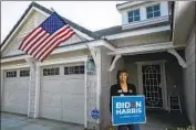  ?? Brian van der Brug Los Angeles Times ?? LIFELONG DEMOCRAT Tiffany Countryman said she put up her Biden- Harris sign partly to signal like- minded neighbors that they’re not alone.