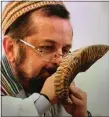  ?? SUBMITTED PHOTO ?? Rabbi Barry Blum, pictured holding a Ram’s Horn, a symbol of action, while hearing the cry of those in need, will retire this month after serving Congregati­on Beth El - Ner Tamid in Broomall for over three decades.