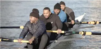  ??  ?? The men of the Manley High School rowing team reunite in Oakland, 20 years after their introducti­on to the sport.