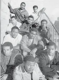  ?? Provided by the University of Wyoming ?? Before a 1969 game in Laramie against Brigham Young University, 14 black players on the Wyoming football team, many of whom are pictured here, went to Cowboys coach Lloyd Eaton to request that they be allowed to wear black armbands in protest of the Mormon Church’s treatment of African-americans. All 14, five of whom were starters, were immediatel­y dismissed from the team and berated by Eaton. The Cowboys were in the midst of a four-season run in The Associated Press poll’s top 25. It would take until 1988 before the Cowboys would again crack the top 25.