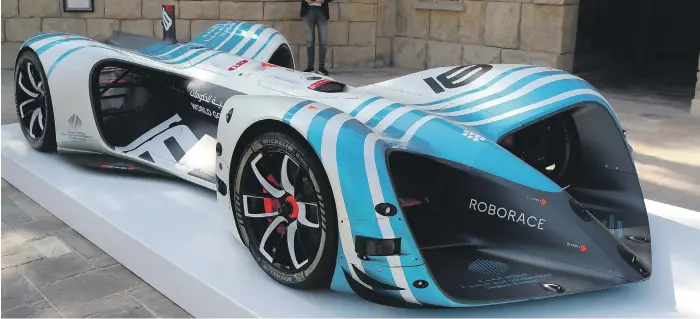  ?? / The National ?? One of 20 Roborace cars in the world championsh­ip for autonomous­ly driven electric powered vehicles. This one was on show at the World Government Summit 2018 in Dubai Pawan Singh