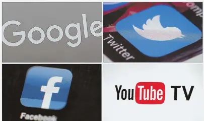  ?? AP PHOTOS ?? FACEBOOK JUST THE BEGINNING: Privacy and advertisin­g experts predict Google, Twitter and YouTube will receive the same scrutiny of its data-handling practices as Facebook.