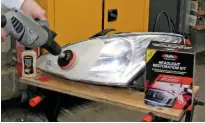  ??  ?? The Holts Headlight Restoratio­n Kit is tested on a variety of shapes and sizes of light units to assess its effectiven­ess.