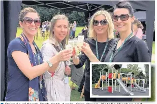  ??  ?? ●●Friends of South Park Cath Aspin, Sian Owen, Natalie Hughes and Gemma Sleater, and inset, the new climbing frame