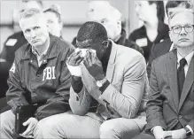 ?? WADE PAYNE THE ASSOCIATED PRESS ?? Hero James Shaw wipes tears away during a news conference on the Waffle House shooting Sunday in Nashville, Tenn.