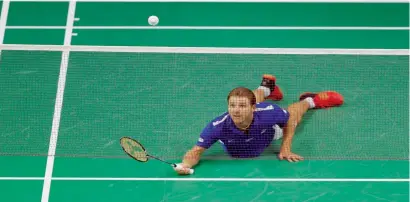  ?? Reuters ?? France’s Brice Leverdez in action during his match against Malaysia’s Lee Chong Wei. —