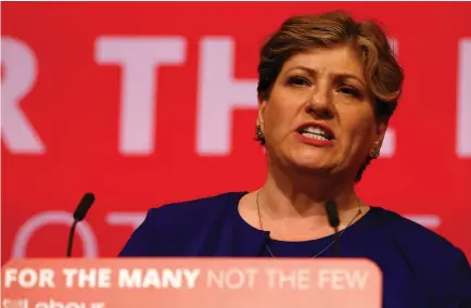  ?? (Reuters) ?? BRITAIN’S SHADOW foreign secretary Emily Thornberry speaks at the Labour Party Conference in Brighton last year.