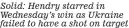  ?? ?? Solid: Hendry starred in Wednesday’s win as Ukraine failed to have a shot on target