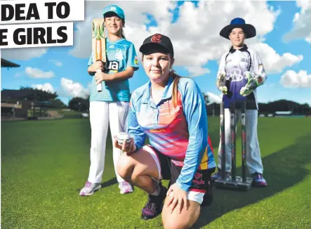  ??  ?? HAVING A GO: Talitha Sivijs, 11, Keira Parkes, 15, and Caitlin Holmes, 11, will be part of the Super Sixes tournament.