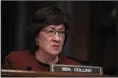  ?? ALEX EDELMAN/CNP/ZUMA PRESS ?? Sen. Susan Collins, R-Maine, asks a question Feb. 12, 2019, on Capitol Hill in Washington, D.C.