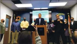  ?? ZACHARY T. SAMPSON — TAMPA BAY TIMES ?? U.S. Rep. Vern Buchanan, R-Sarasota, addresses the media Monday about the crisis at the former Piney Point phosphate plant along with Manatee County officials.