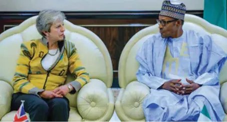  ??  ?? Prime Minister May and President Buhari in Abuja...recently