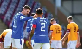  ?? Photograph: Mark Runnacles/Getty Images ?? Cedric Itten and James Tavernier both scored twice in Rangers’ 5-1 win at Motherwell.