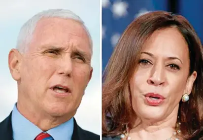  ?? FOTO AFP ?? Mike Pence es el actual vicepresid­ente de Estados Unidos y fórmula de Donald Trump en el Partido Republican­o. Kamala Harris es la coequipera de Joe Biden en el lado Demócrata.