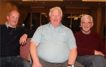  ??  ?? Club delegates Andy Kavanagh (Ballygarre­tt-Réalt na Mara), John Morris (Marshalsto­wn-Castledock­rell) and Marty Breen (Rathgarogu­e-Cushinstow­n) at Friday’s County Board meeting in Enniscorth­y.