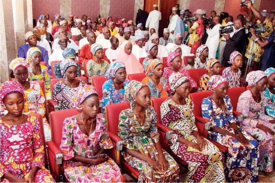  ??  ?? Chibok girls who were released by Boko Haram militant group attend an event in Abuja, Nigeria, in this file photo. (AFP)