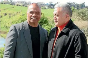  ??  ?? Ma¯ngere-O¯ta¯huhu Local Board deputy chairman Togiatolu Walter Togiamua, left, with Te kitai¯ WaiohuaA Iwi Authority’s David Wilson Takaanini.