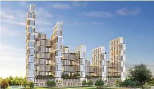  ?? — supplied photo ?? An artist impression of ‘Sobha One’ — five interconne­cted towers with one- to four-bedroom apartments and two- to four-bedroom duplexes. The new developmen­t faces Ras Al Khor sanctuary.