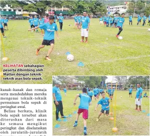  ??  ?? KELIHATAN sebahagian peserta dibimbing oleh Matlan dengan tekniktekn­ik asas bola sepak.