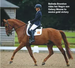  ??  ?? Belinda Brereton rides her Negro son Galaxy Moone to novice gold victory